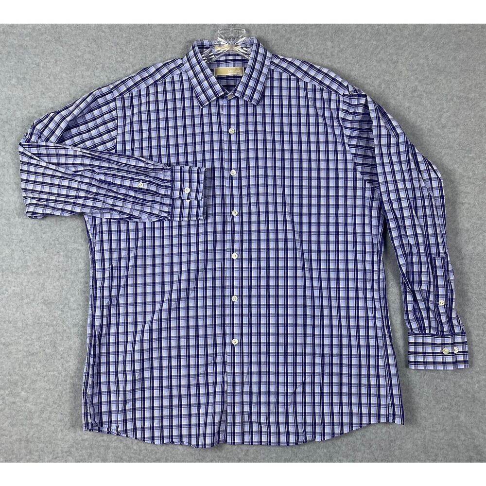 Men's Michael by‎ Michael Kors Long Sleeve Dress Shirt Size 17 Blue Checks
